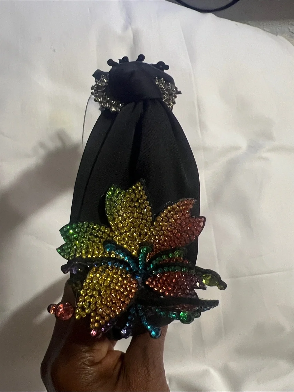 Black Embellished Butterfly Knot Headband